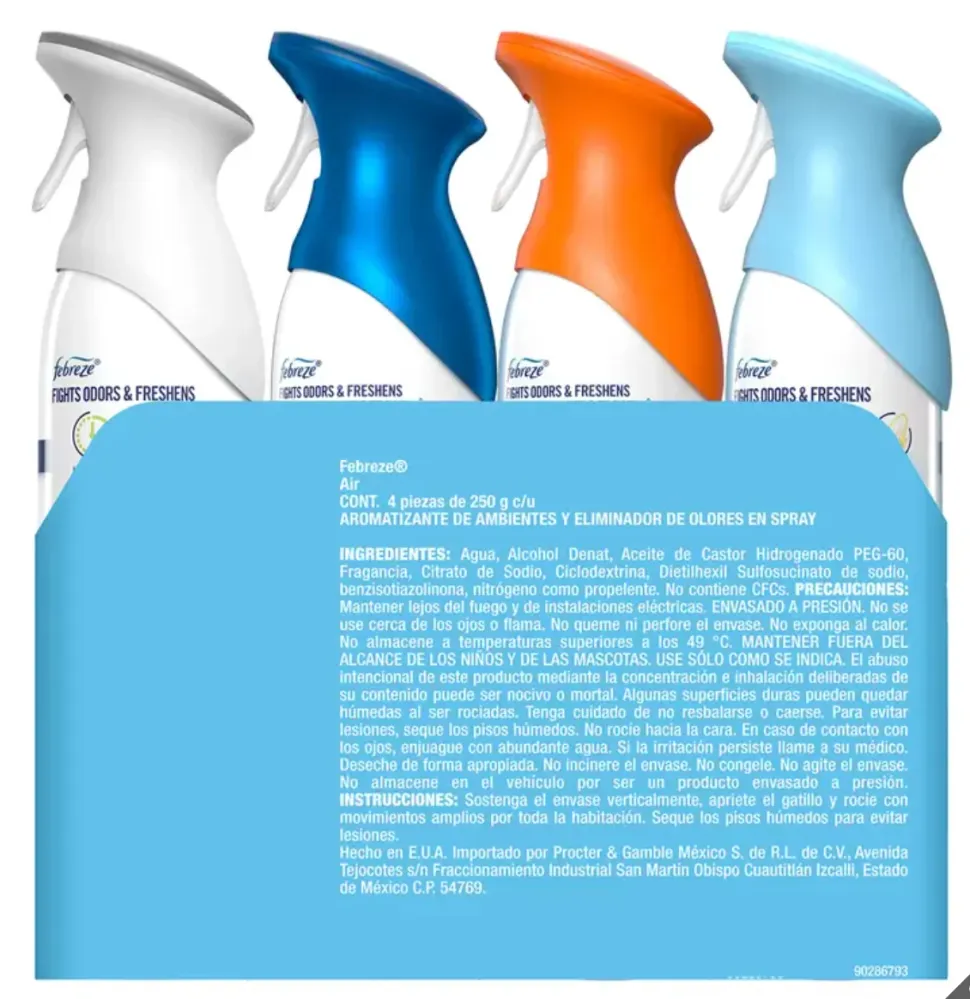 Febreze Air Aromatizante Ambiental 4 piezas de 250 gr - KOZ MayoreoTotal