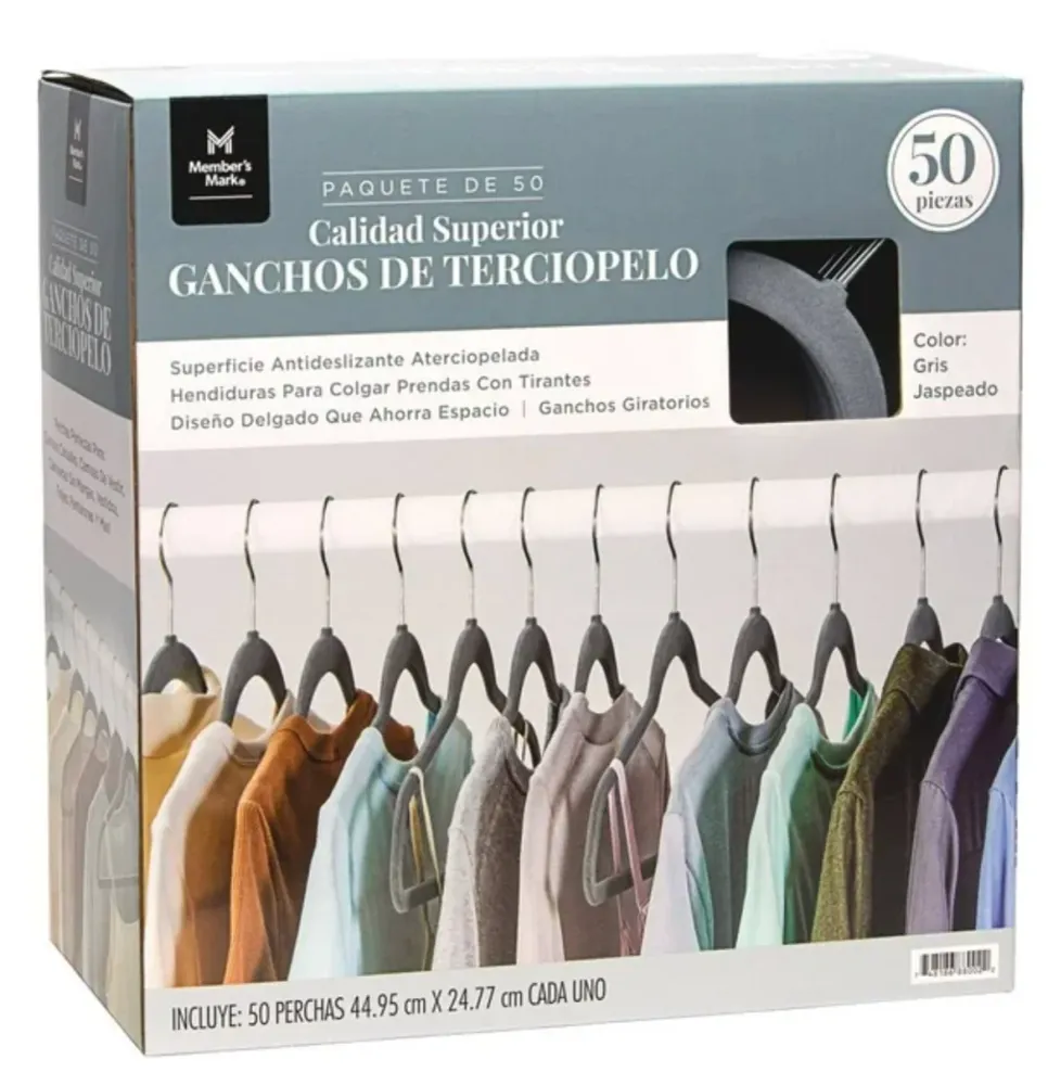 Ganchos de Terciopelo Member's Mark Gris 50 pzas - ZK MayoreoTotal