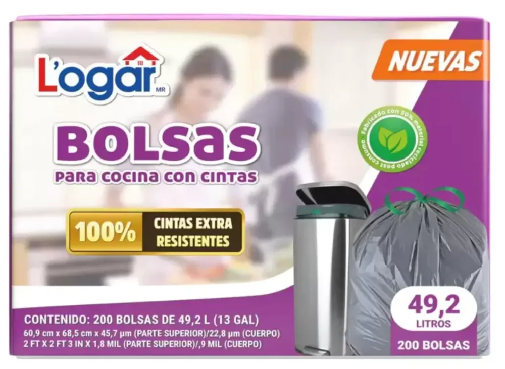 Logar Bolsas Para Basura 200 pzas de 49.2 L - KOZ MayoreoTotal