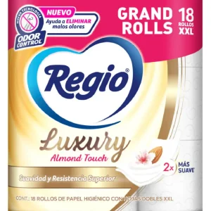 Papel Higiénico Regio Luxury Almond Touch 18 rollos 190 hojas 4 paquetes - SCG MayoreoTotal