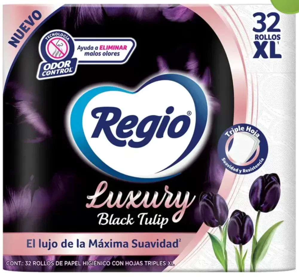 Regio Luxury Black Tulip Papel Higiénico 32 Rollos - KOZ MayoreoTotal