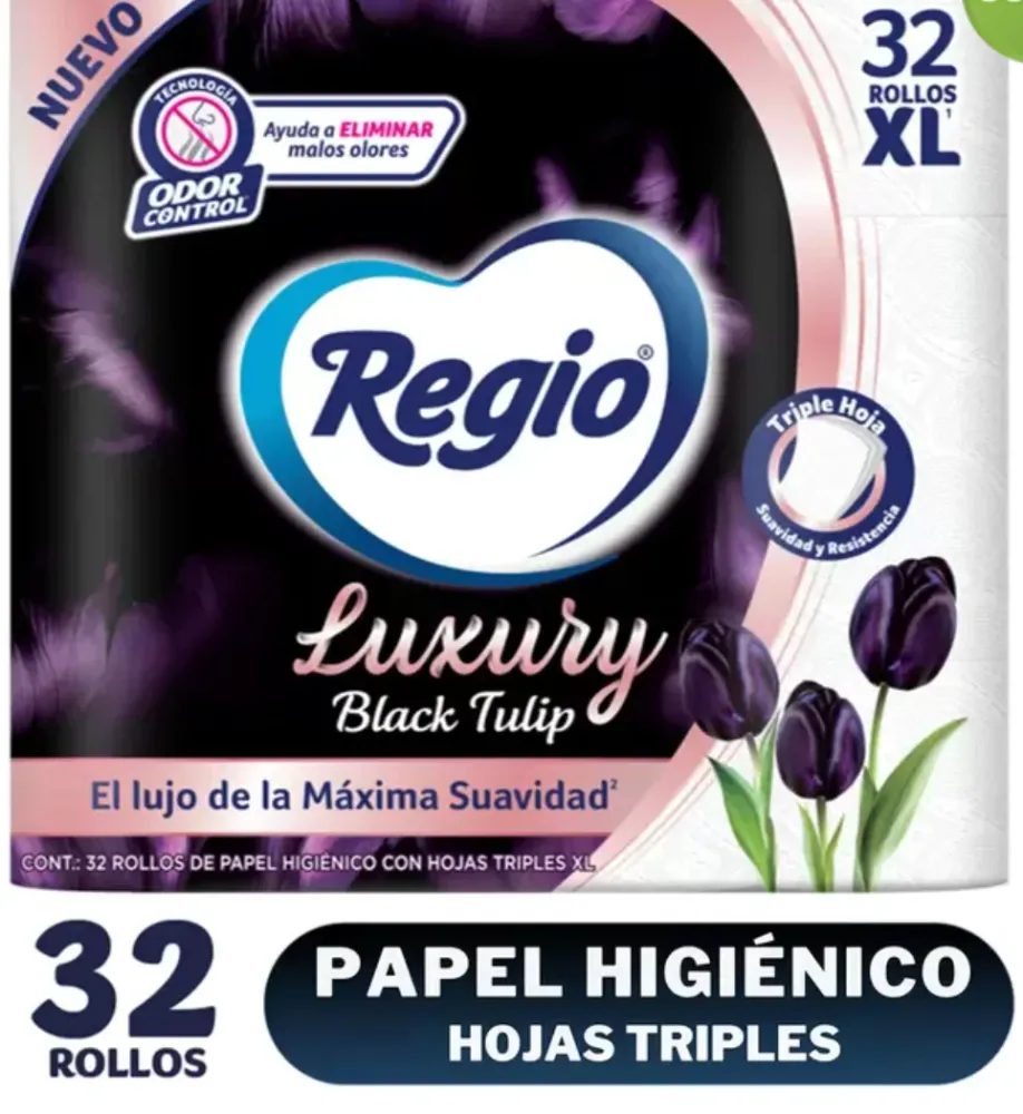 Regio Luxury Black Tulip Papel Higiénico 32 Rollos - KOZ MayoreoTotal