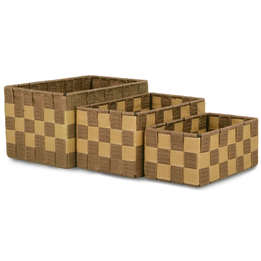 Pack de 3 Cajas de Almacenaje Decorativas- Marrón-Arena MERCURY HOME