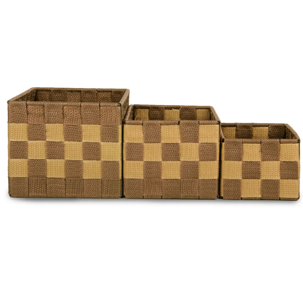 Pack de 3 Cajas de Almacenaje Decorativas- Marrón-Arena MERCURY HOME