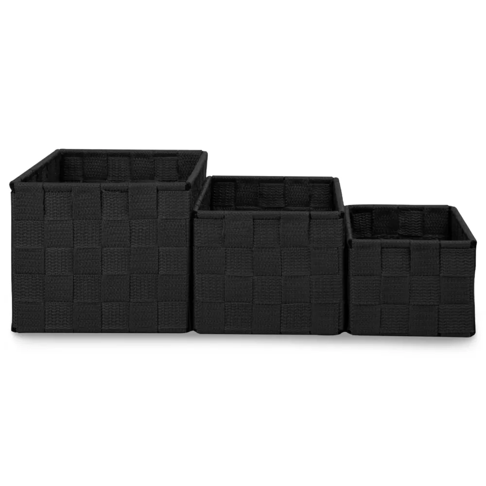 Pack de 3 Cajas de Almacenaje Decorativas- Negro MERCURY HOME