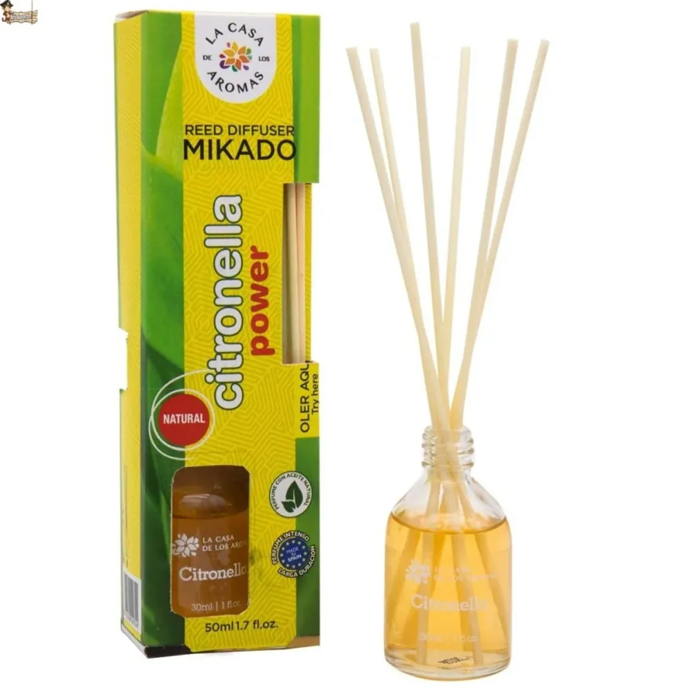 Mikado Citronela repelente antimosquitos. Ambientador. Más cómodo y seguro que las velas. Ahuyentar mosquitos interior o e...