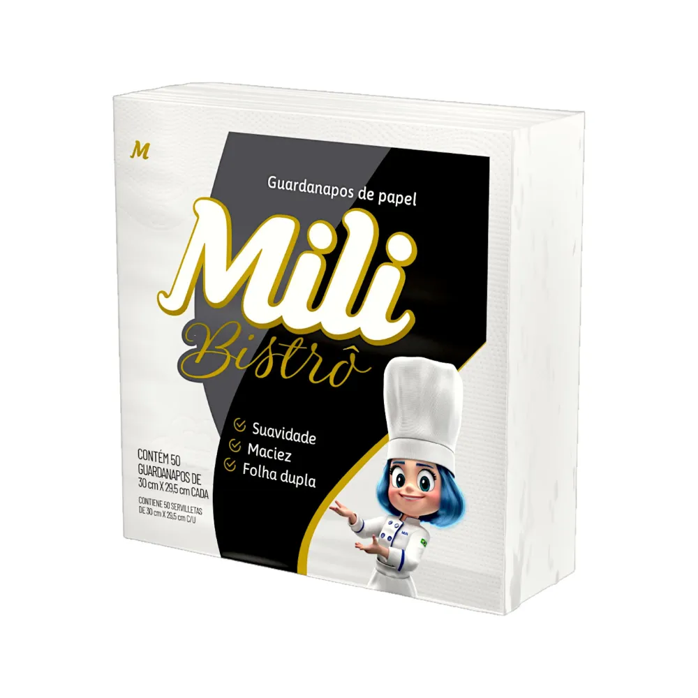 Servilletas Mili Bistró Doble Hoja 30X29.5Cm X 50 Unidades