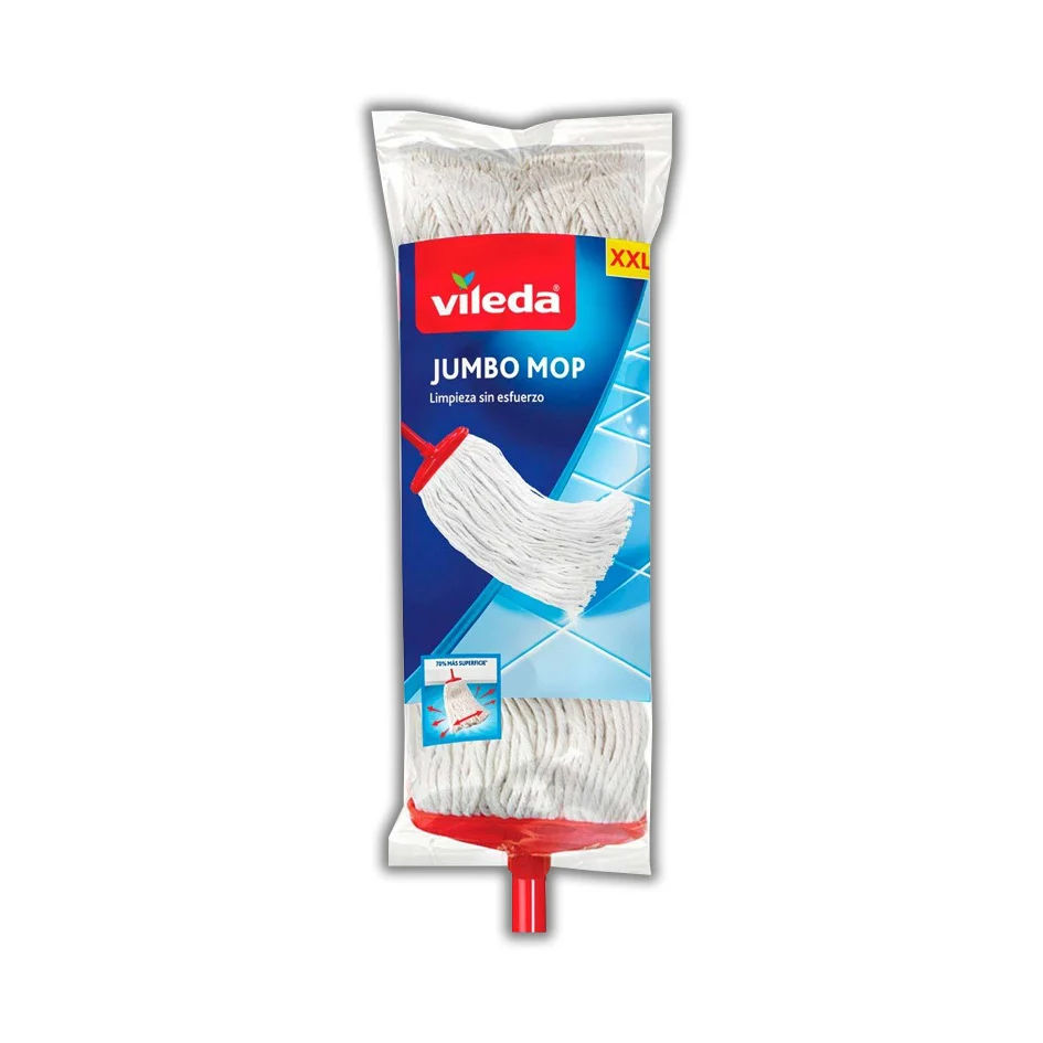 MOP ALGODON CON MANGO JUMBO VILEDA VENTA POR PIEZAS CAJA CON 24 PZAS