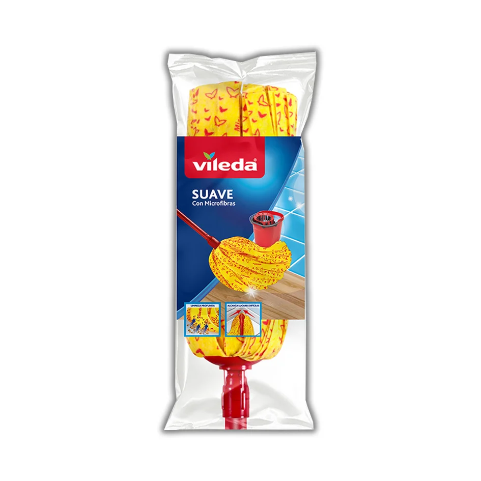 MOP SUAVE AMARILLO CON MANGO VILEDA VENTA POR PZA CAJA CON 12 PZAS