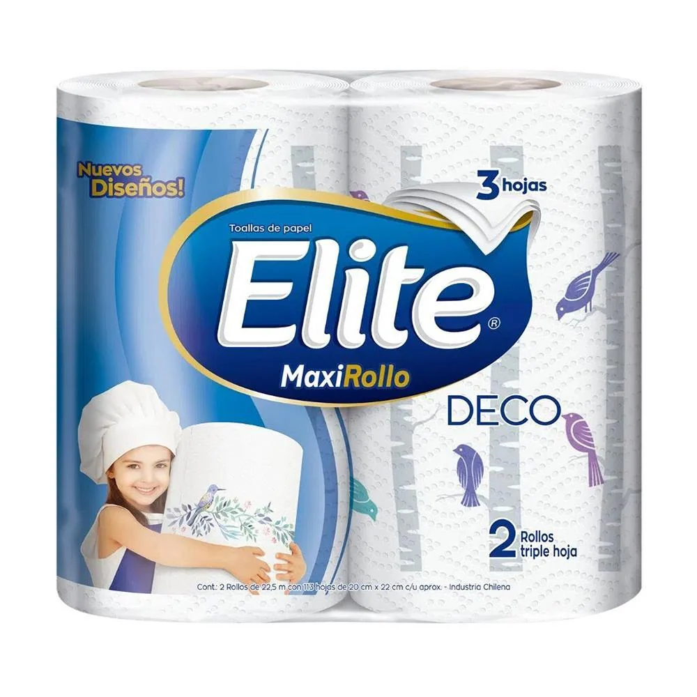 Toalla Triple Hoja Deco Maxirollo 22.5 mts Elite 2 Un Mundo Limpio