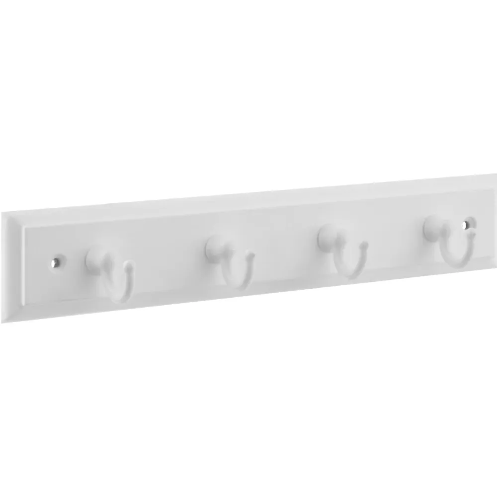 Organizador de llaves B8175 de 8-3/4" x 7/10" x 2/5" con 4 ganchos para llaves, color blanco con riel blanco National Hard...
