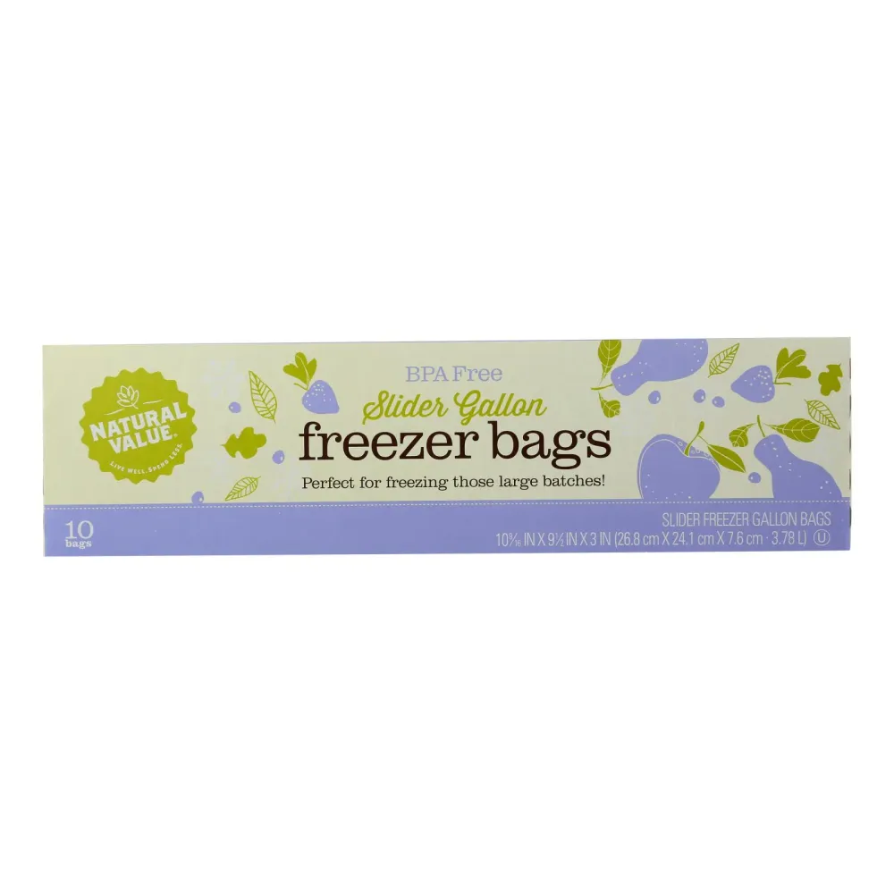 Natural Value - Bolsas de almacenamiento para congelador de un galón - Caja de 12 - 10 unidades (paquete de 12)