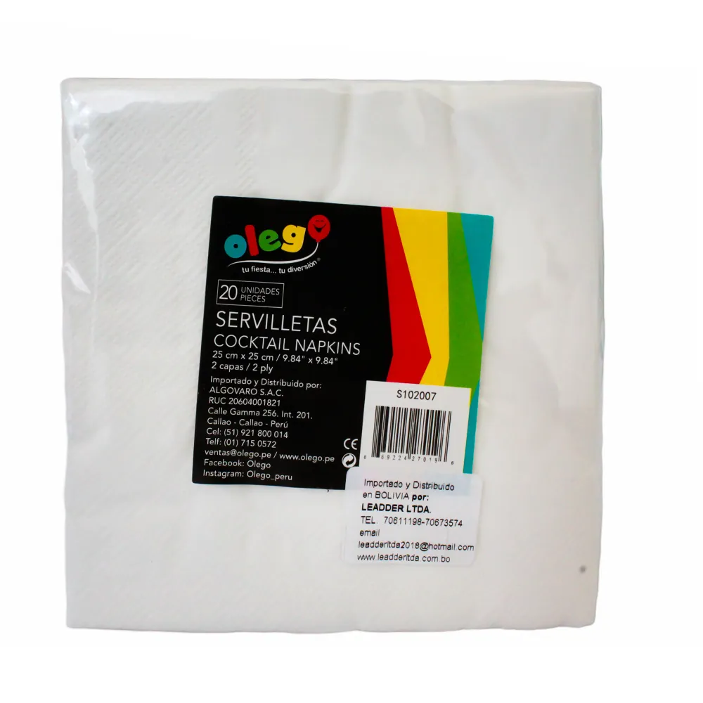 Olebol Servilletas Coctel Blanco X 20 Unidades OLE-BOL