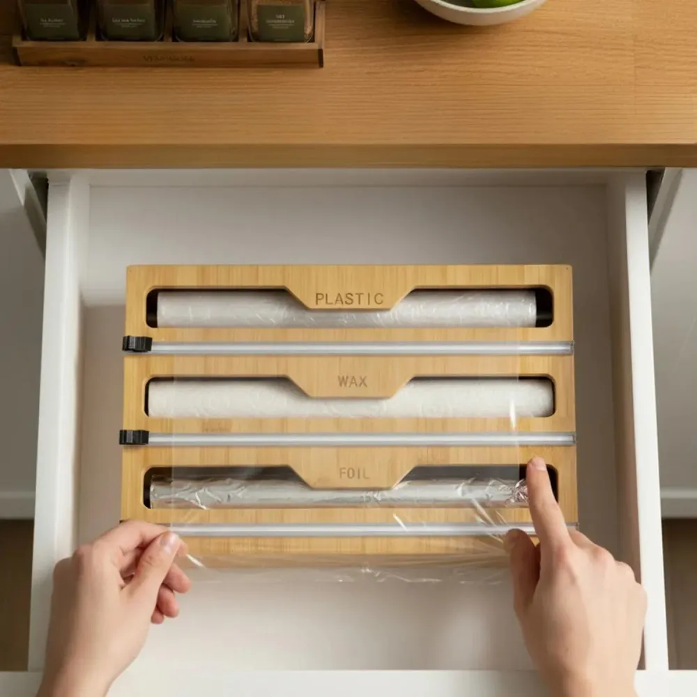 Organizador 3 En 1 Cocina Bolsas Ziplock Papel 21x33 CM Bambú