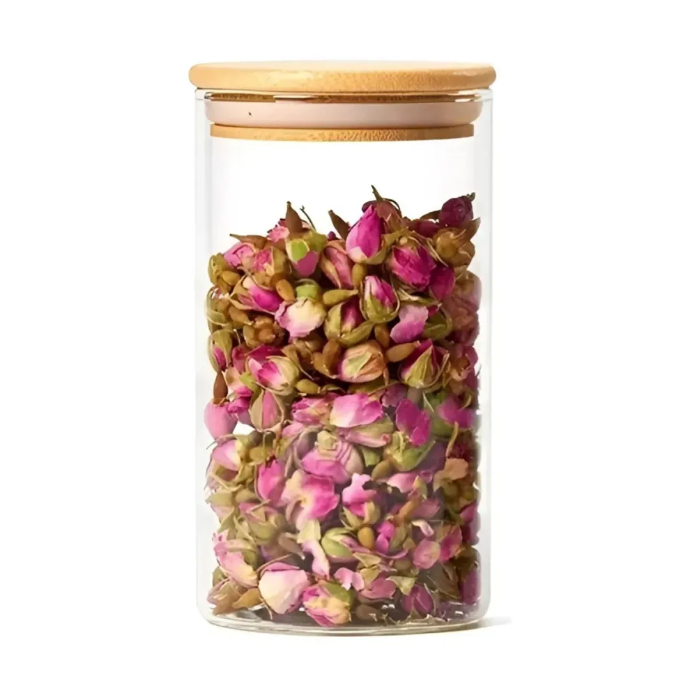 Pack 6 Frasco Hermetico Contenedor Especies Tapa Bambú 700 ML