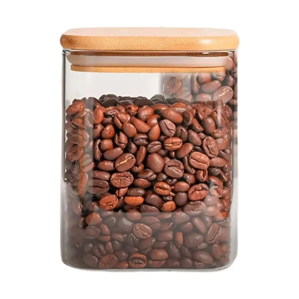 Pack 3 Frasco Hermetico Contenedor Especies Tapa Bambú 800 ML