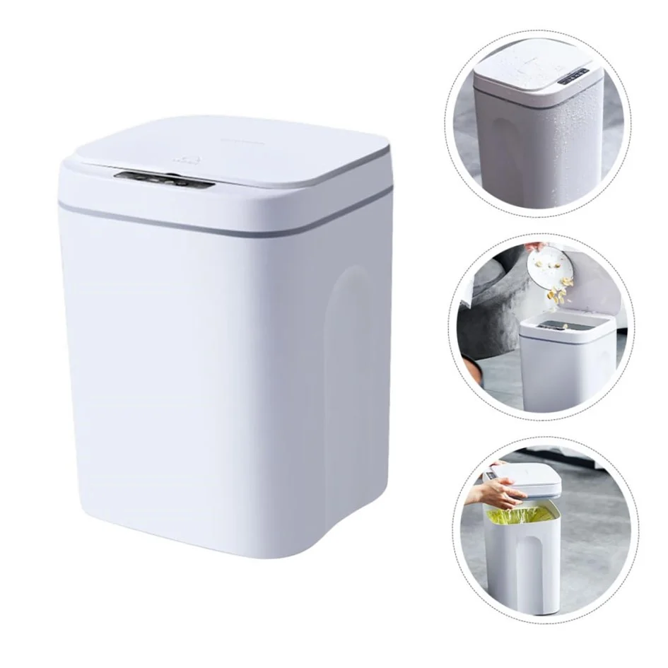 Papelera Inteligente Busurero Recargable Con Sensor De Movimiento 16 Lts Blanco