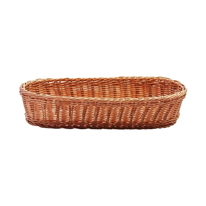 Canasta Ovalada 38X16X8 cm Plastico Tipo Mimbre Natural Perpetual