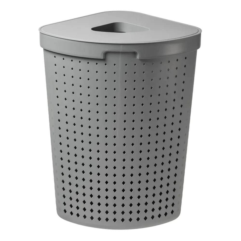 Canasta de lavanderí con tapa, canasta de lavanderí angular, canasta de almacenamiento de recolección de ropa, canasta de...