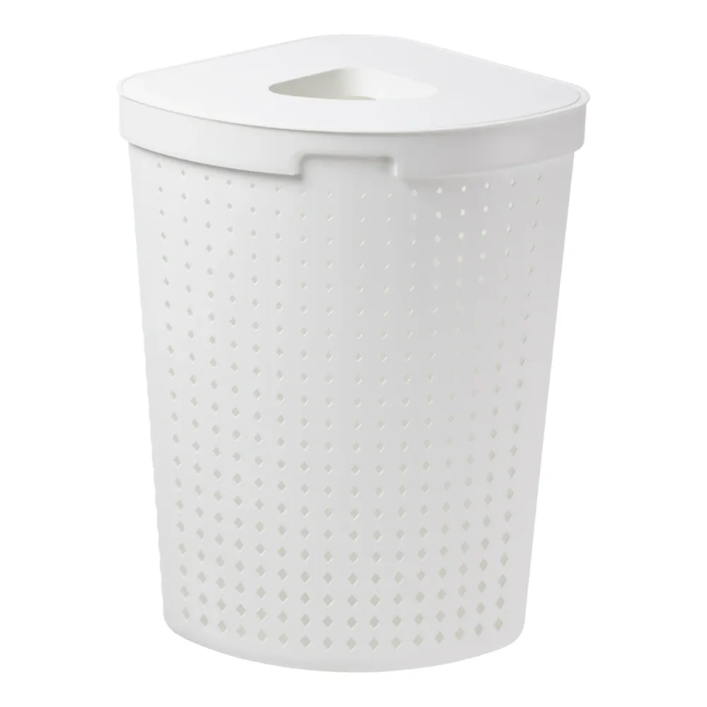 Cesto de ropa sucia con tapa, canasta de lavanderí para esquina, canasta de almacenamiento de recolección de ropa, canasta...