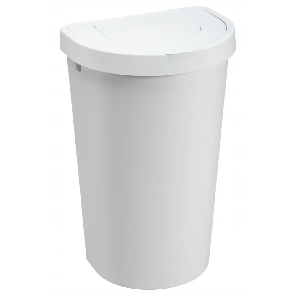 Plast Team Papelera Tapa Abatible, Blanca, 45 l, Seattle Swing