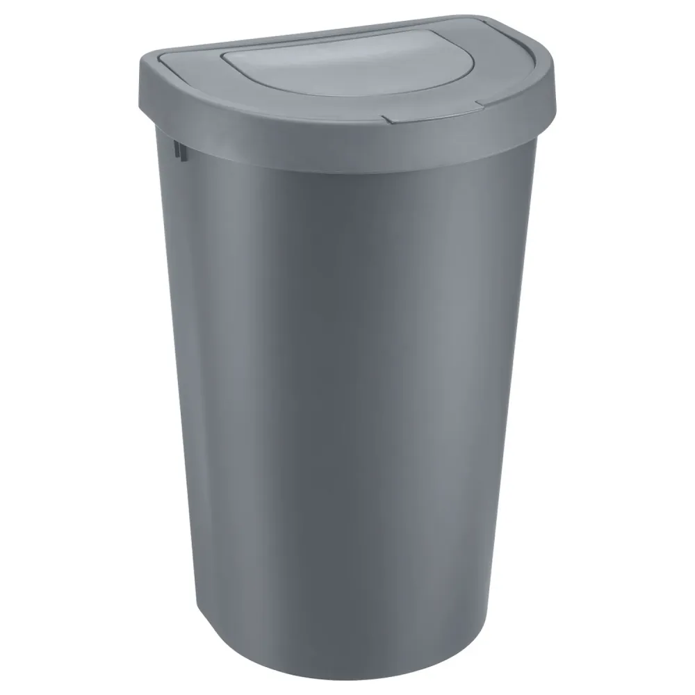 Plast Team Papelera Tapa Abatible, Gris, 45 l, Seattle Swing