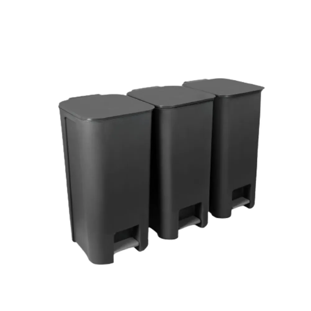 Practic Juego de reciclaje 3 x cubo de pedal 40 L, grafito oscuro,10105593