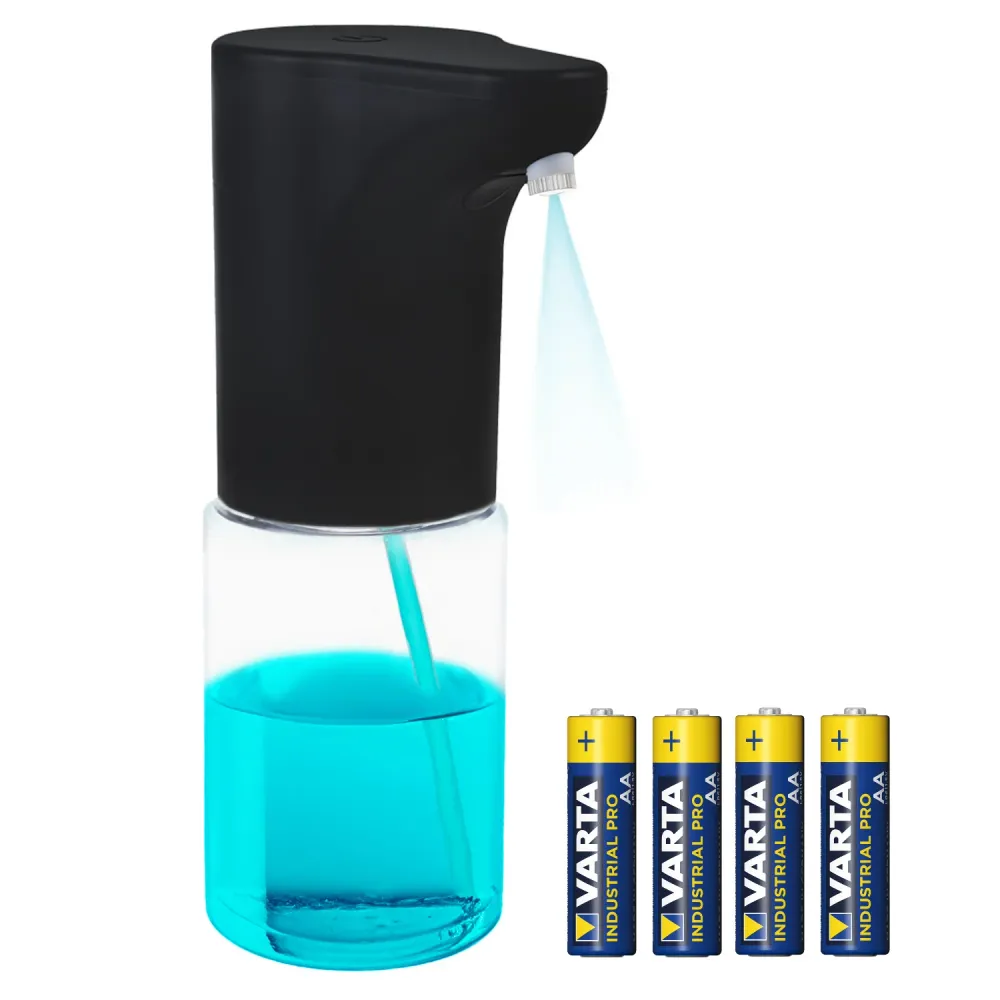 Dispensador automático Promedix, contenedor dispensador para jabones líquidos, líquidos desinfectantes, 300ml, negro, PR-5...