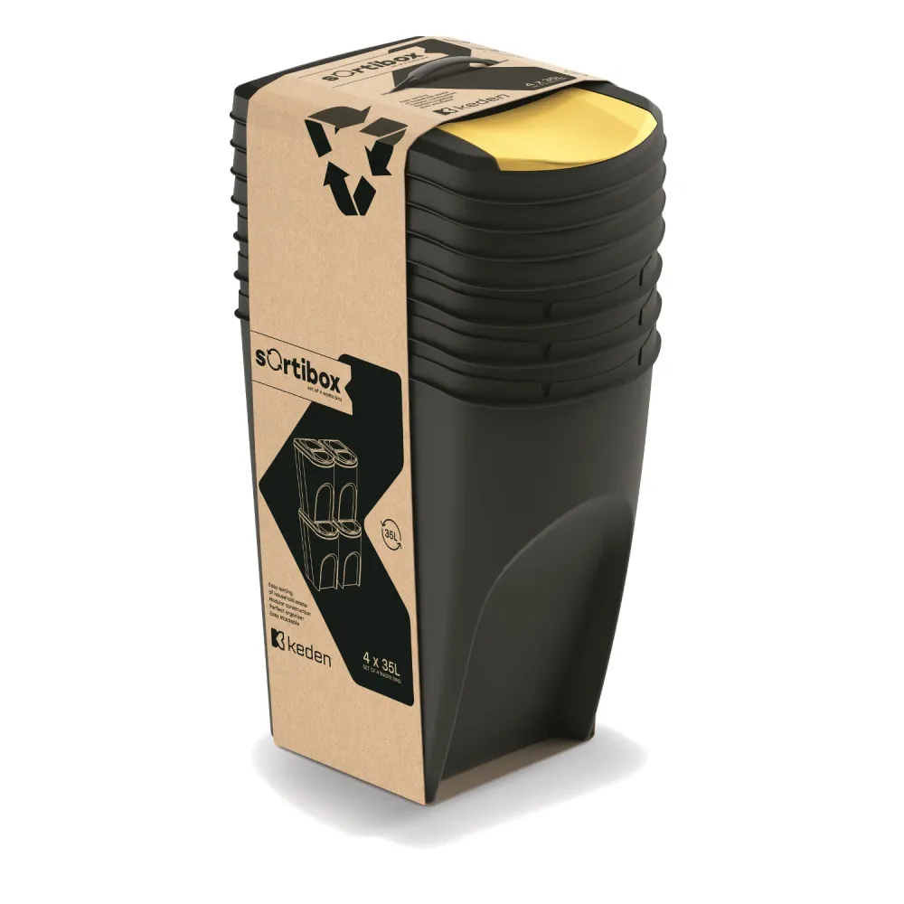 Contenedor de reciclaje Keden Sortibox 4x35L negro Prosperplast