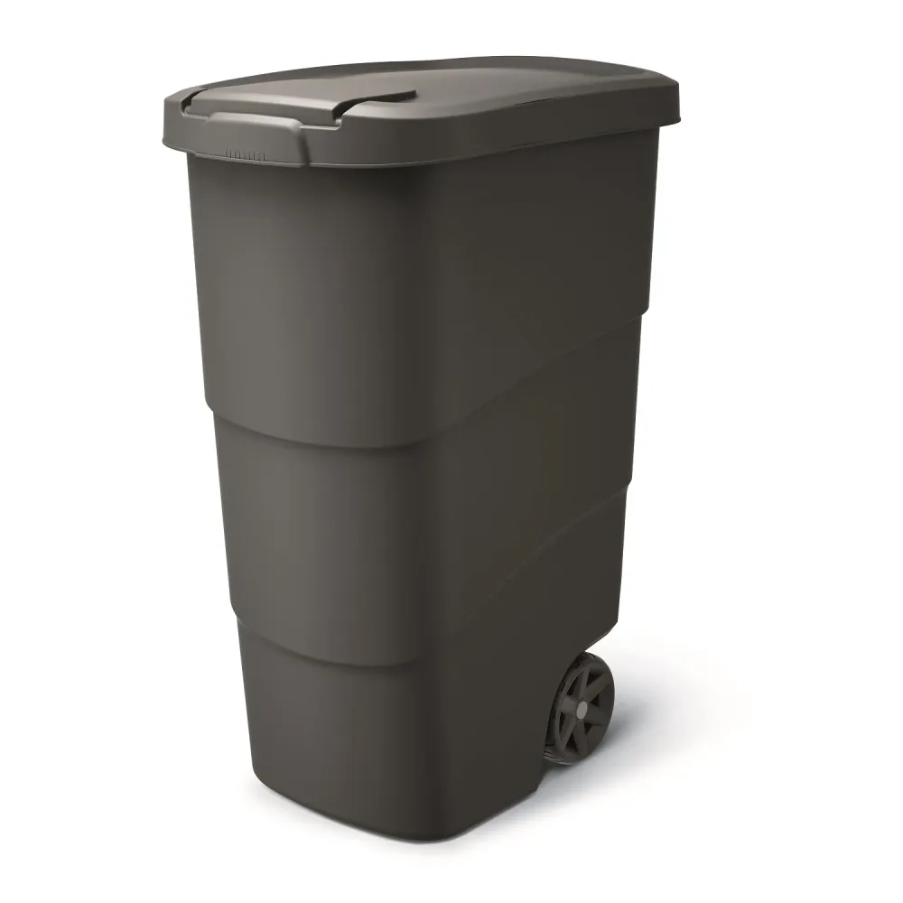 Cubo de Basura Wheeler 90L con Ruedas y Tapa Cubo de Basura Grande Cubo de Basura Universal Plástico Negro Prosperplast
