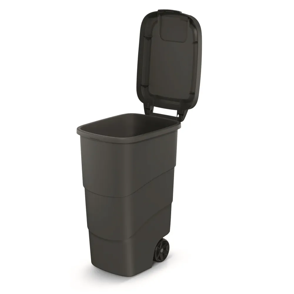 Cubo de Basura Wheeler 90L con Ruedas y Tapa Cubo de Basura Grande Cubo de Basura Universal Plástico Negro Prosperplast