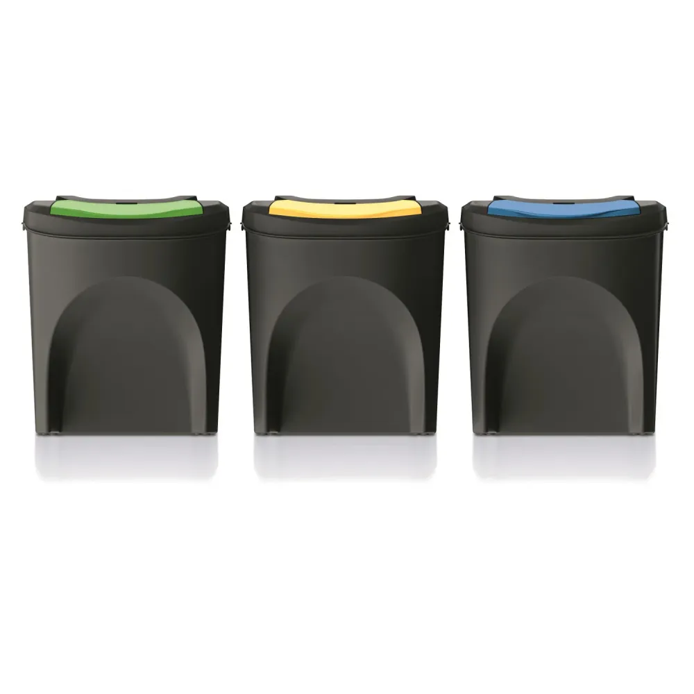 Juego de cubos de reciclaje Keden Sortibox 3x25L negro Prosperplast