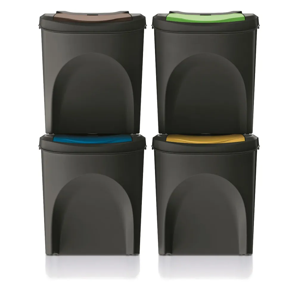 Juego de cubos de reciclaje Keden Sortibox 4x25L negro Prosperplast