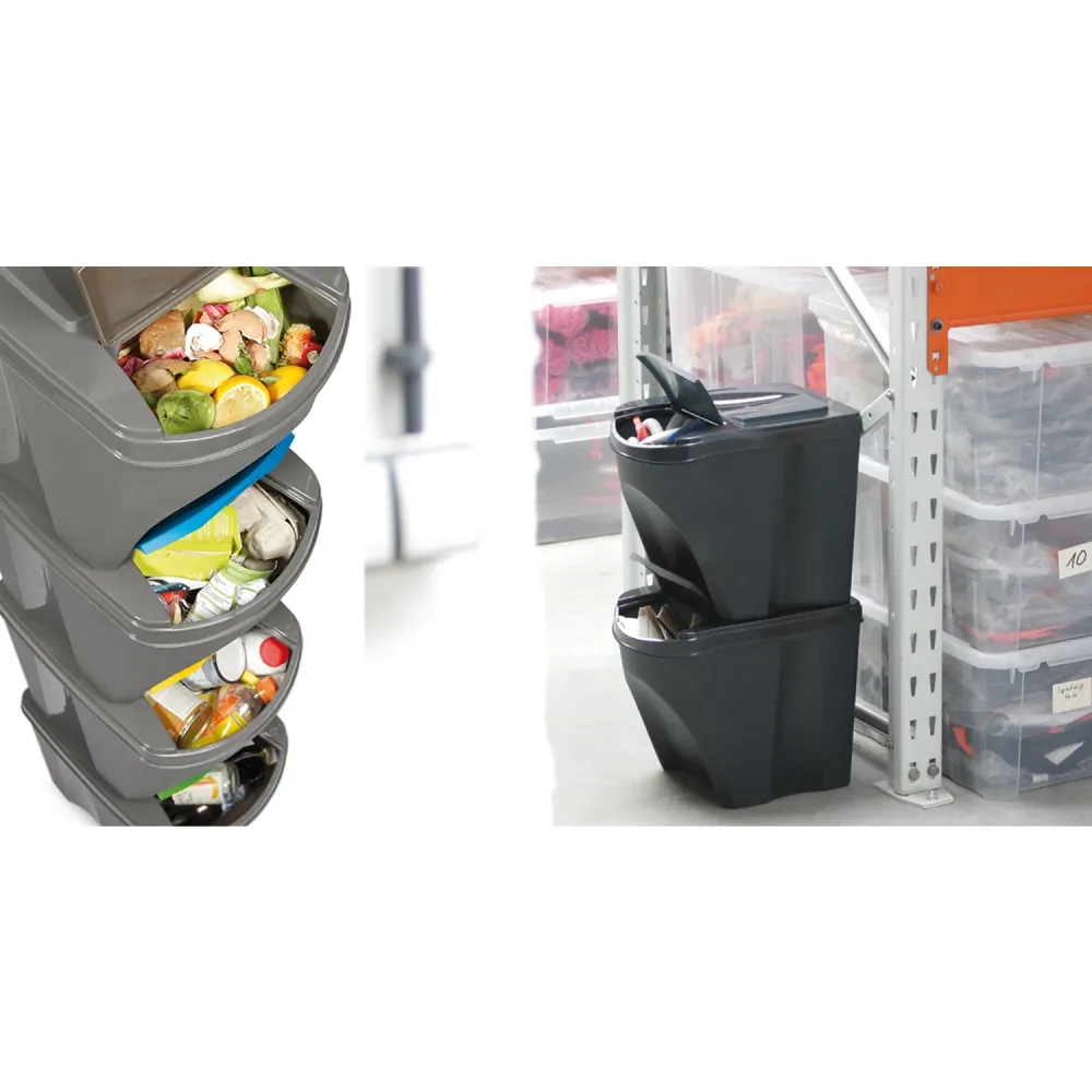 Juego de papeleras contenedor Sortibox 3x25L gris Prosperplast