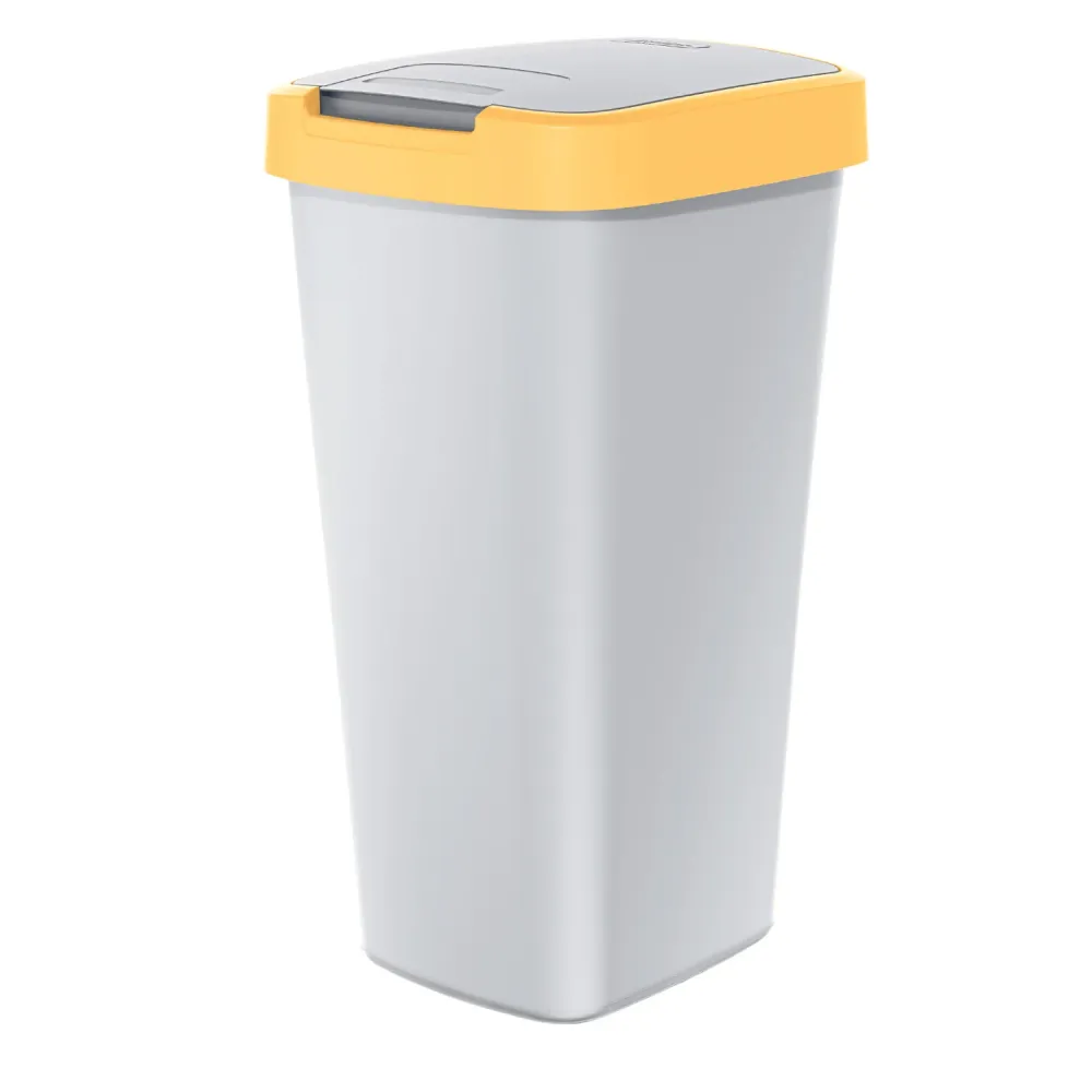 KEDEN COMPACTA Q Papelera con Marco Cubo de Basura (25 L, Ceniza/Amarillo Claro) Prosperplast