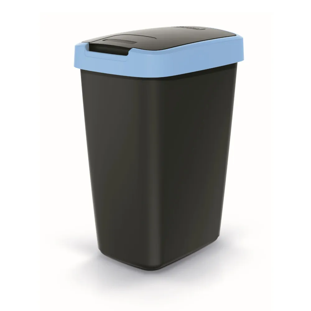 KEDEN COMPACTA Q Papelera de 12 litros NSAB12-2717C - negra con borde azul Prosperplast