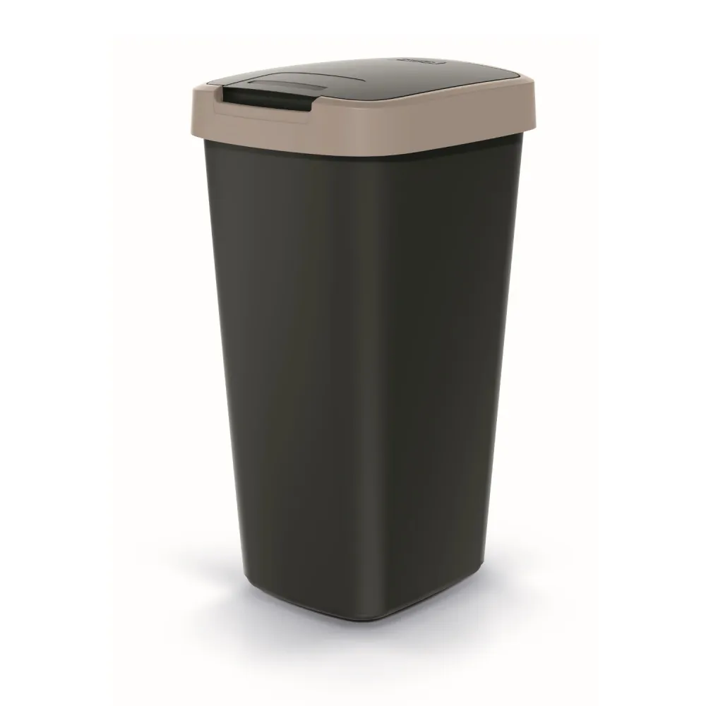 KEDEN COMPACTA Q Papelera de 25 litros NSAB25-WG5C - negra con marco marrón claro Prosperplast