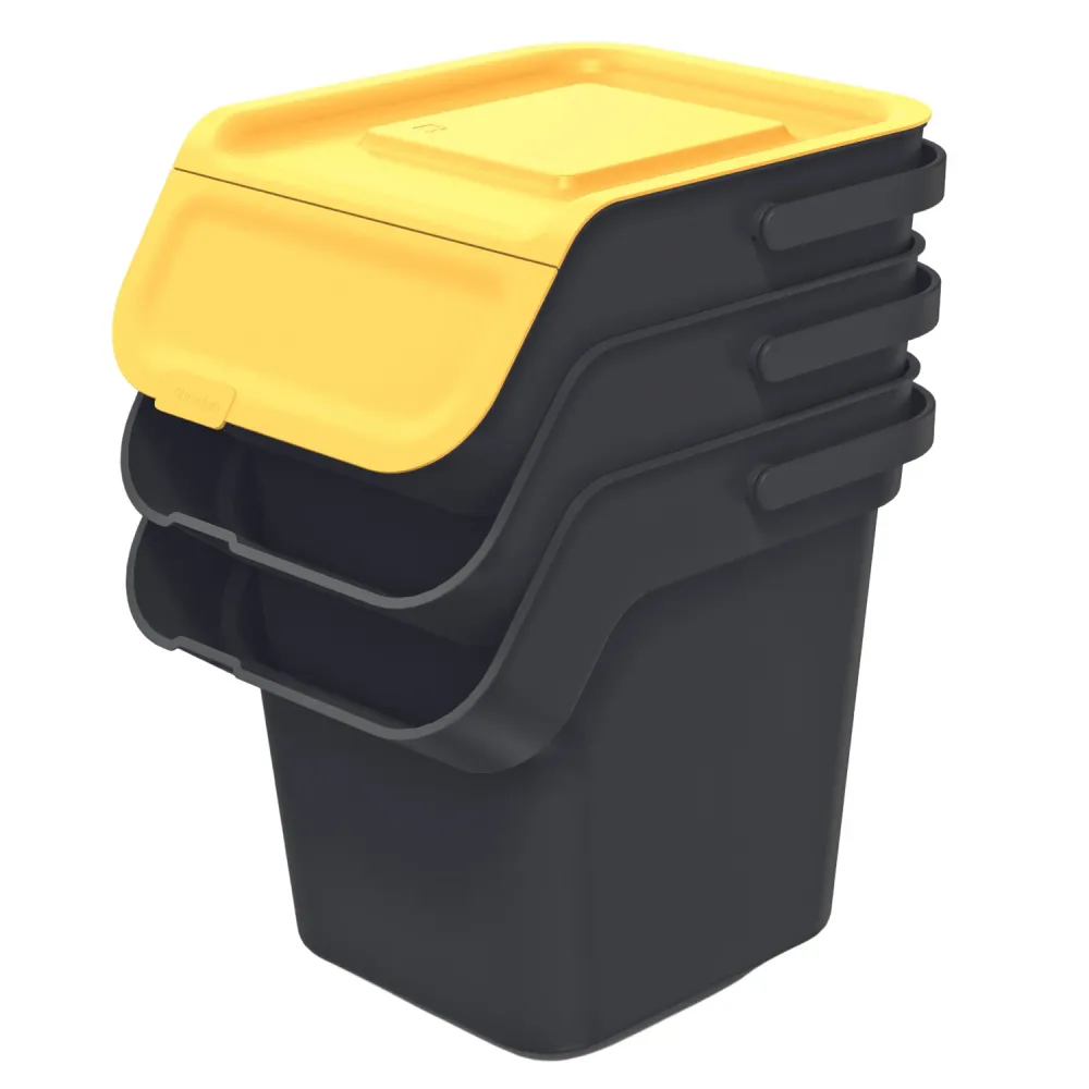 Keden Kaddi Q Set Juego de papeleras, para recogida selectiva, 3x20 litros, negro Prosperplast