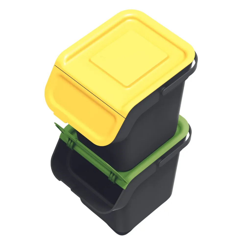 Keden Kaddi Q Set Juego de papeleras, para recogida selectiva, 3x20 litros, negro Prosperplast