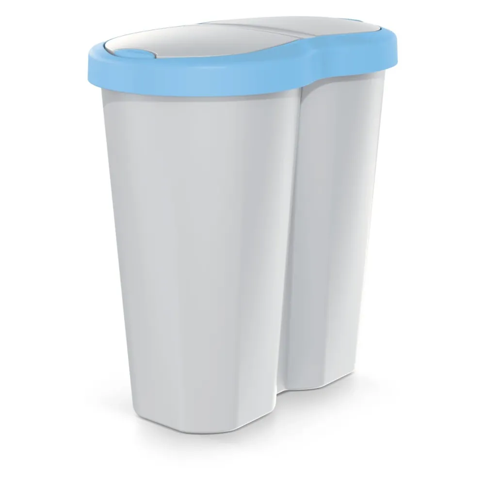 Papelera Compacta R Duo, azul/lavanda, capacidad 40L, un compartimento, dos tapas, NDRF40-2717C_427C Prosperplast
