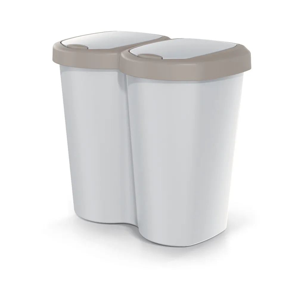 Papelera Compacta B Duo, marrón/achemira, capacidad 40L, un compartimento, dos tapas, versión para montaje en pared, NDBS4...