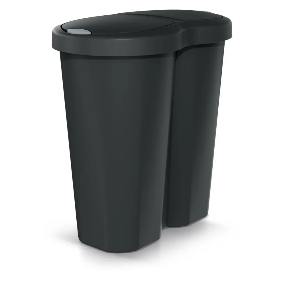 Papelera Compacta R Duo, negra, capacidad 40L, un compartimento, dos tapas, NDRF40-S411 Prosperplast