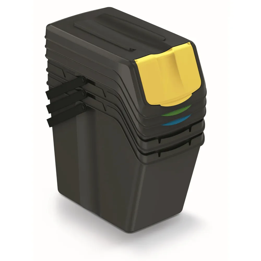 Papelera Keden SORTI BOX 3x25l - reciclaje negro Prosperplast