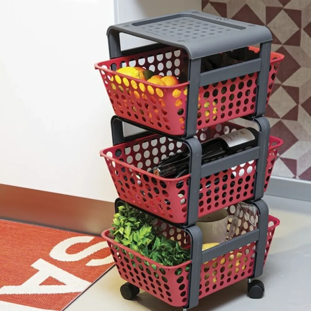Carro de Organización CMOD – Rojo 75×41.5×29 cm – Plástico – PTM
