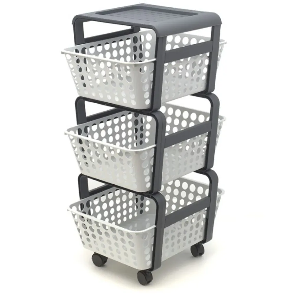 Carro Organizador 3 Cestas CMOD – Blanco 75×41.5×29 cm – Plástico PTM