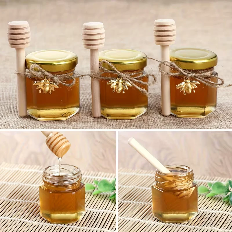 10pcs Tarro de Miel de Vidrio Mini Hexagonal de 1.5oz Quierox - Tienda Online
