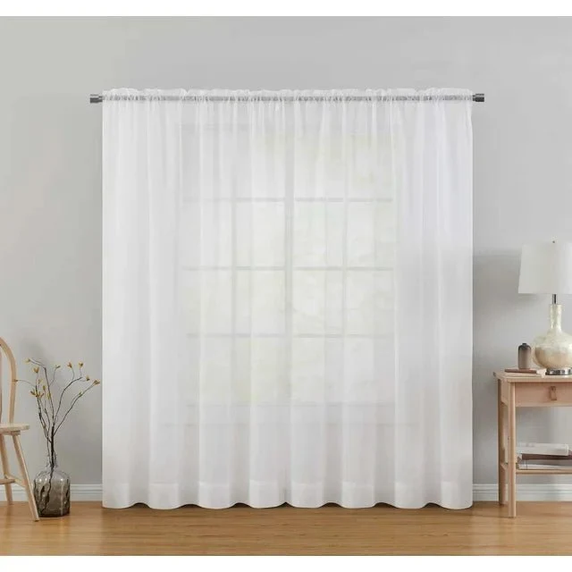 Panel de cortina de gasa transparente Mainstays Marjorie, 1 panel, blanco, 140 cm de ancho x 213 cm de largo Quierox - Tie...