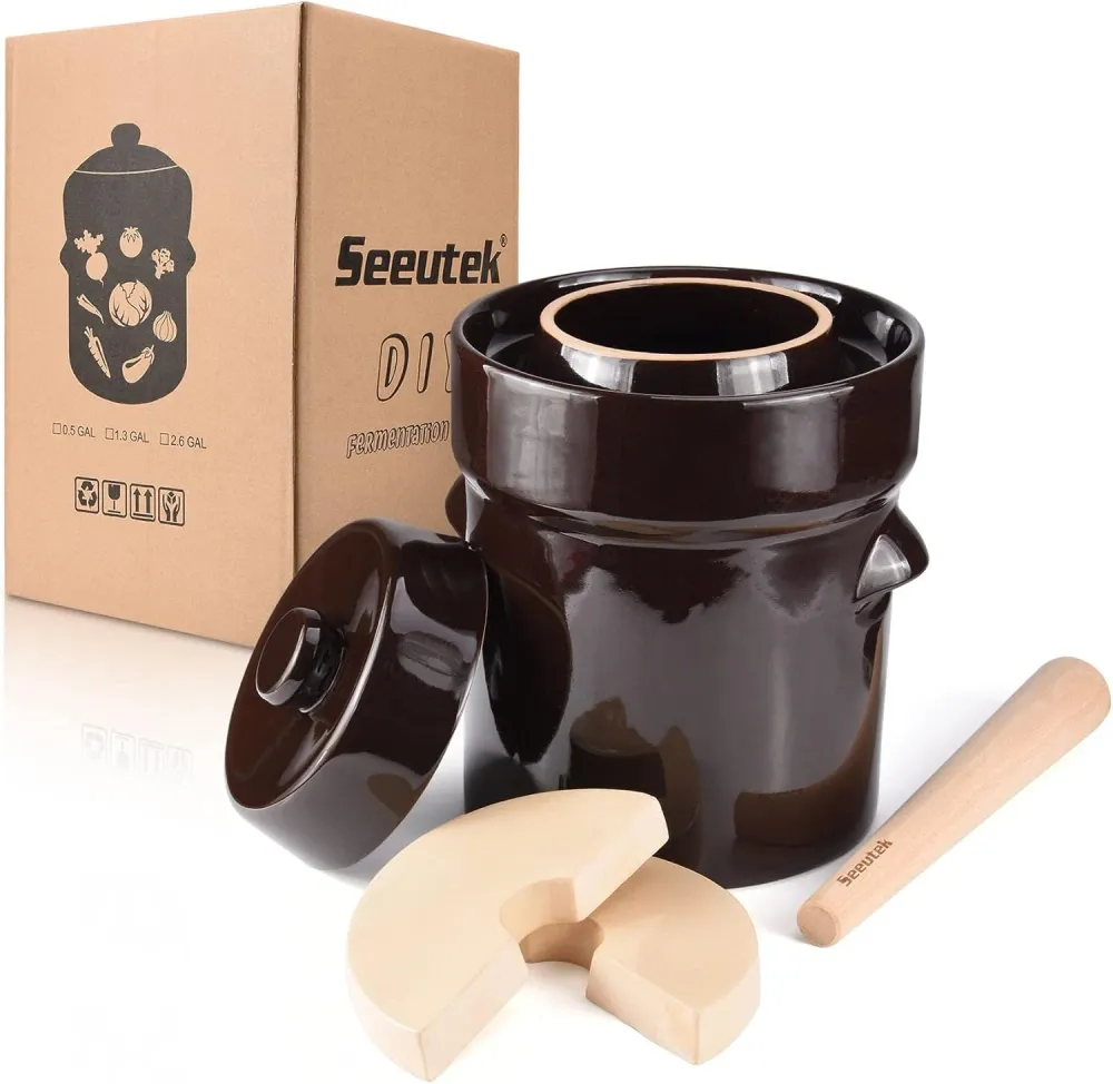 Seeutek Fermentation - Tarro de fermentación de 2 litros/0.5 galones, olla de cerámica Quierox - Tienda Online