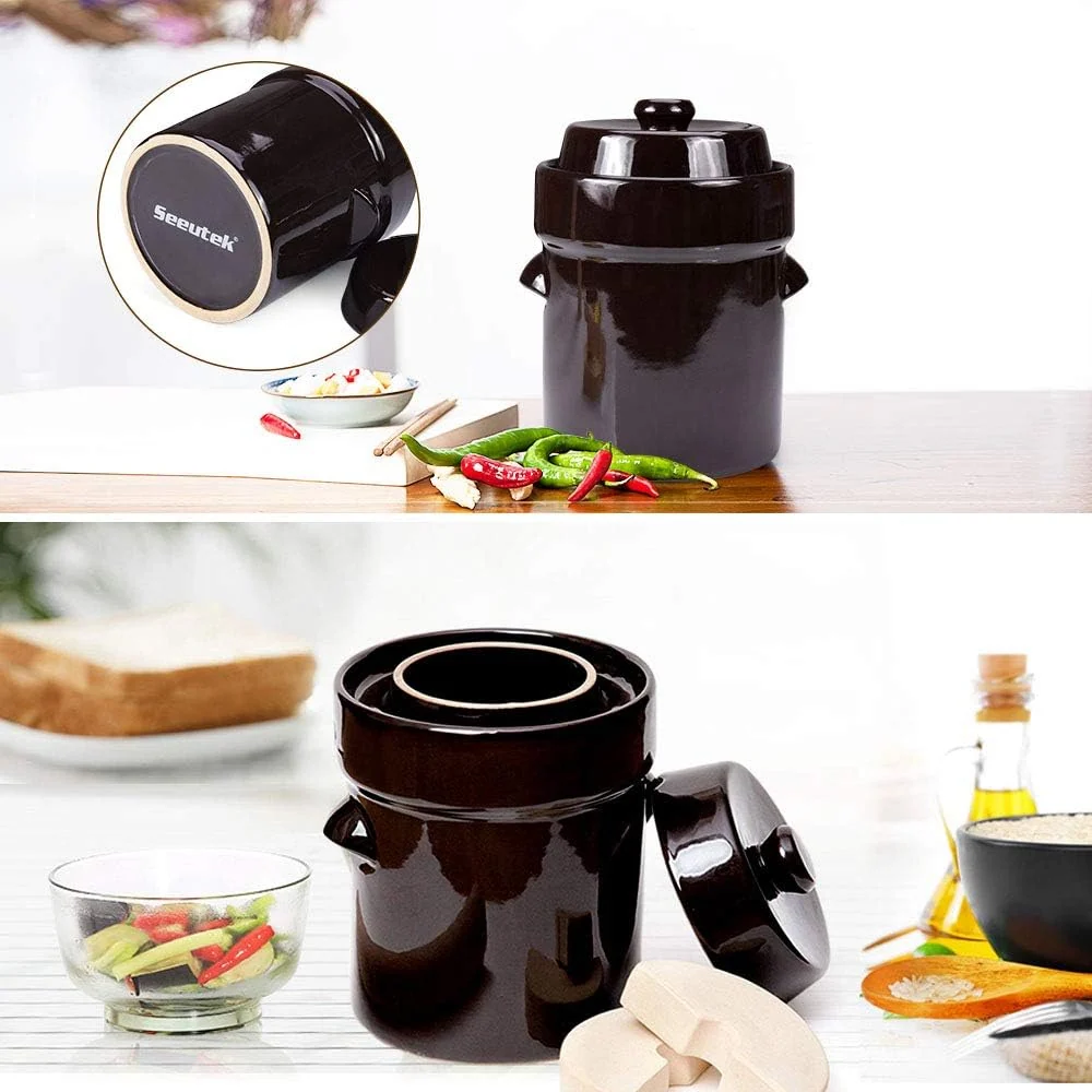 Seeutek Fermentation - Tarro de fermentación de 2 litros/0.5 galones, olla de cerámica Quierox - Tienda Online