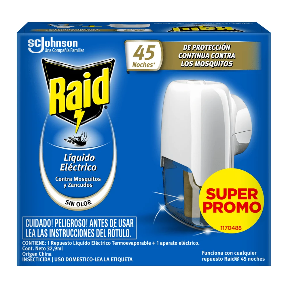 Insecticida Liquido Eléctrico 45 Noches Aparato RAID